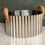 Medium Stainless Steel Wine Cooler w/ Leather Handles