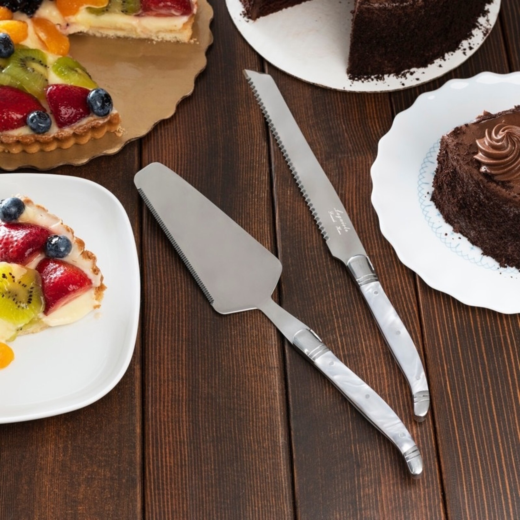 French Home Cake + Pie Server Set Pearl White