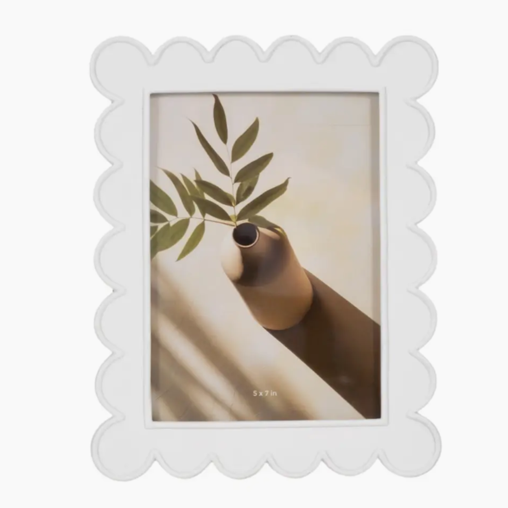 White Resin Rectangular Scallop Edge Photo Frame, 5x7 in.
