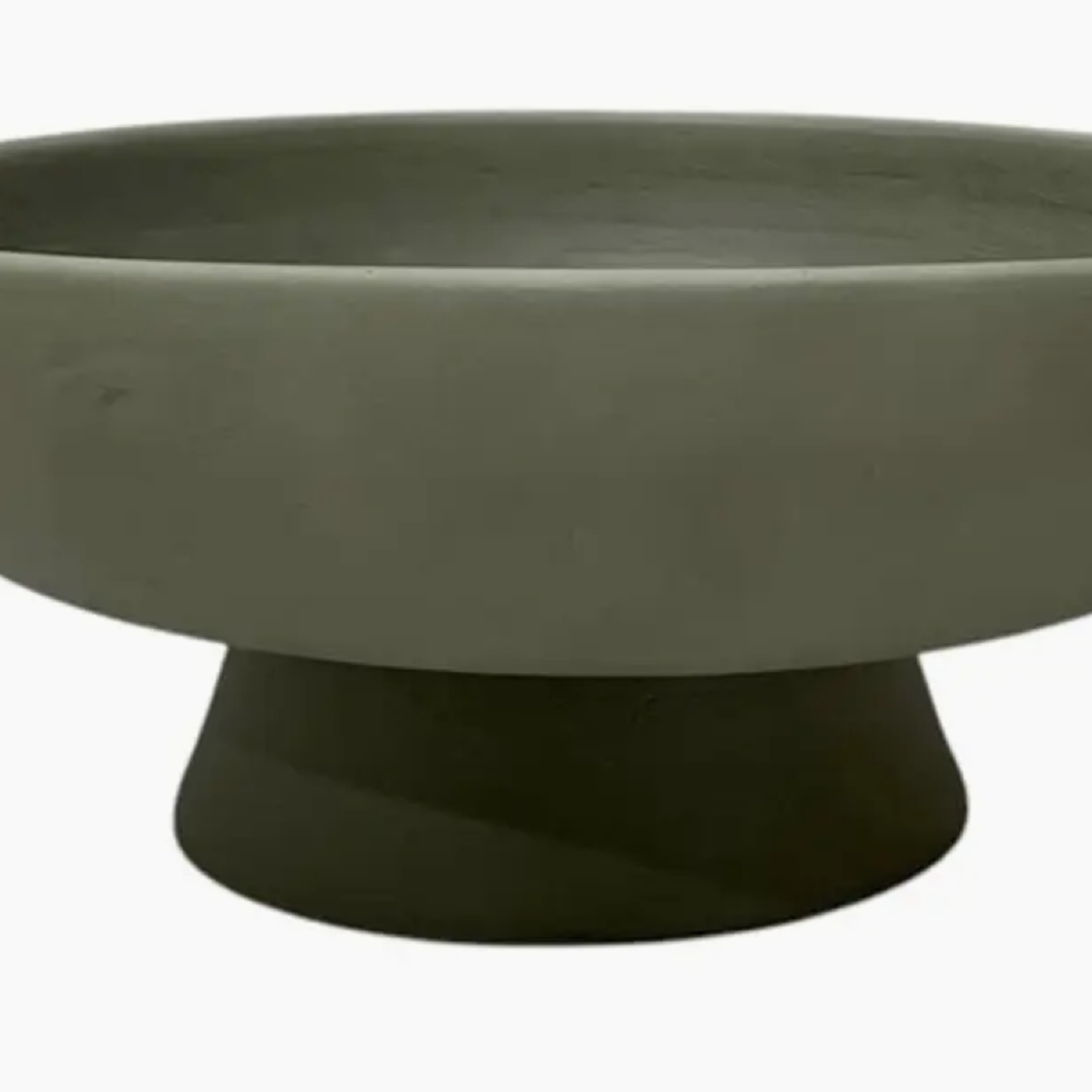 Sage Green Terracotta Bowl On Pedestal, 12.5x5 in.