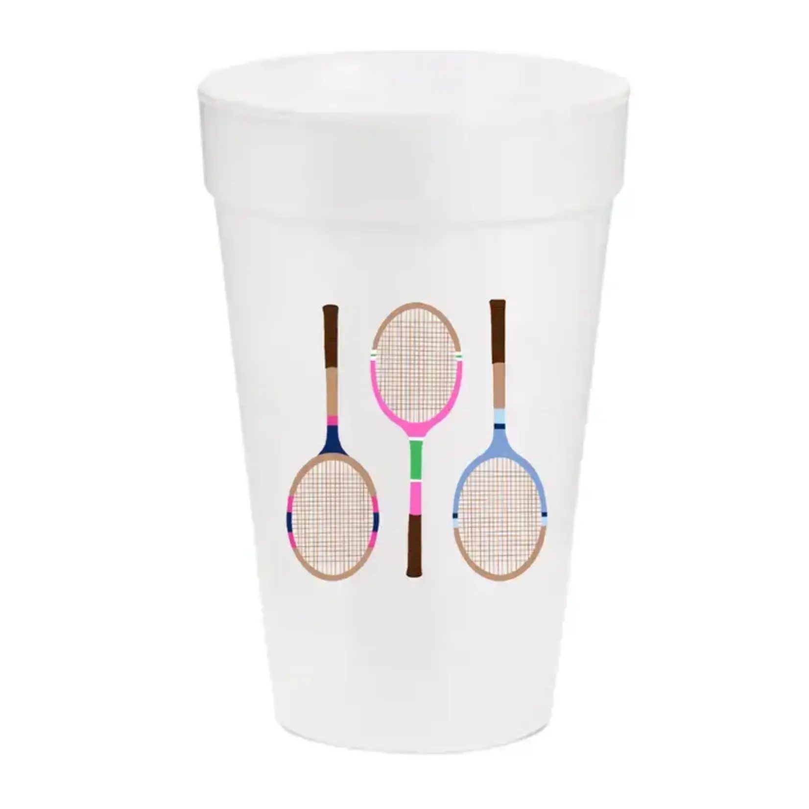 Busy Bee Tennis Racquet Styrofoam Cups set of 10, 16 oz