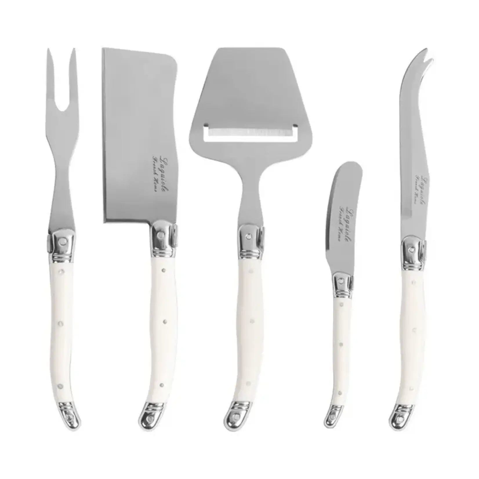 French Home 5-Piece Laguiole Cheese Knife & Slicer Set Faux Ivory Handle