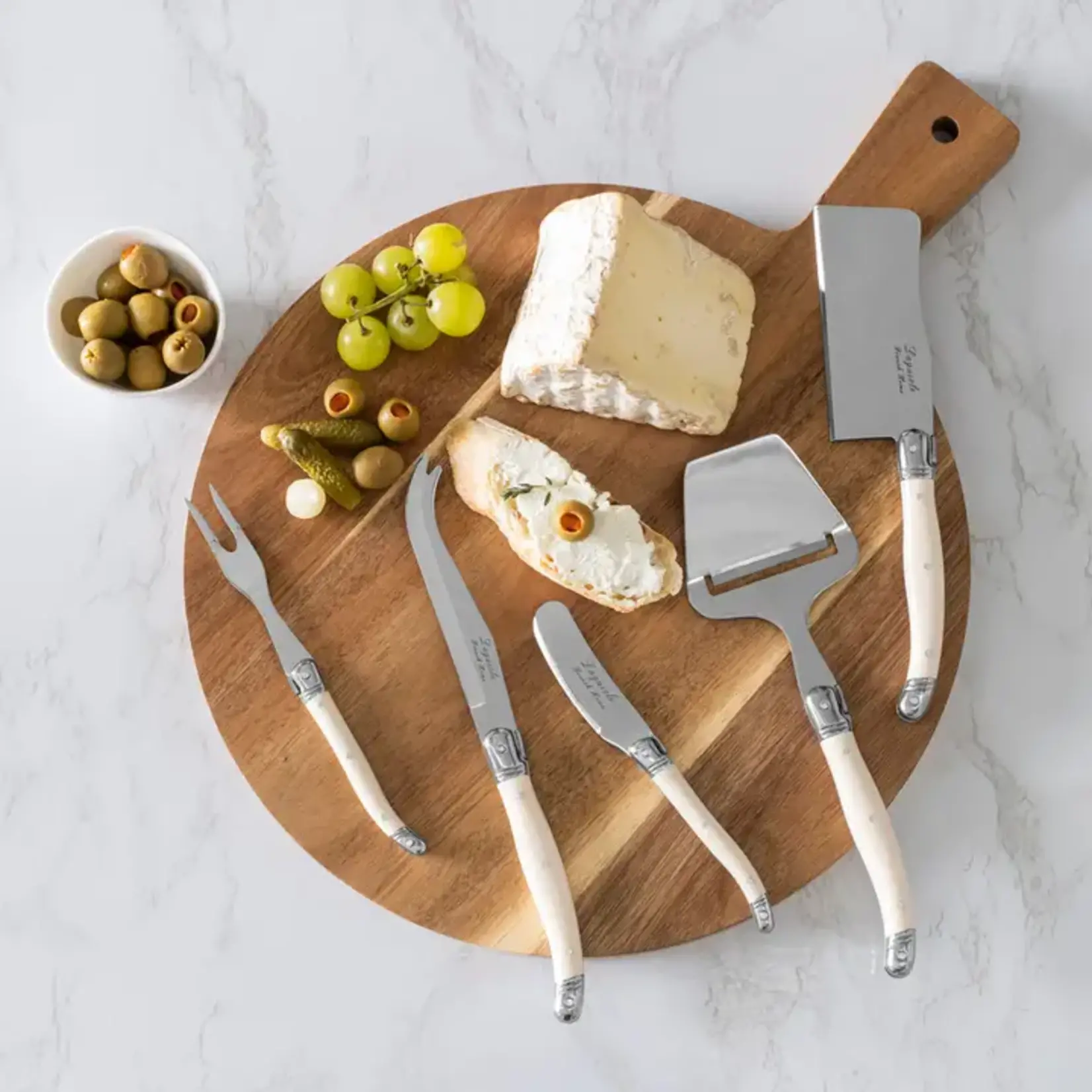 French Home 5-Piece Laguiole Cheese Knife & Slicer Set Faux Ivory Handle