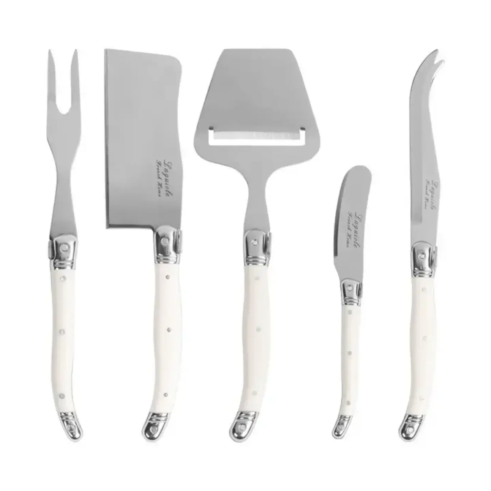 French Home 5-Piece Laguiole Cheese Knife & Slicer Set Faux Ivory Handle