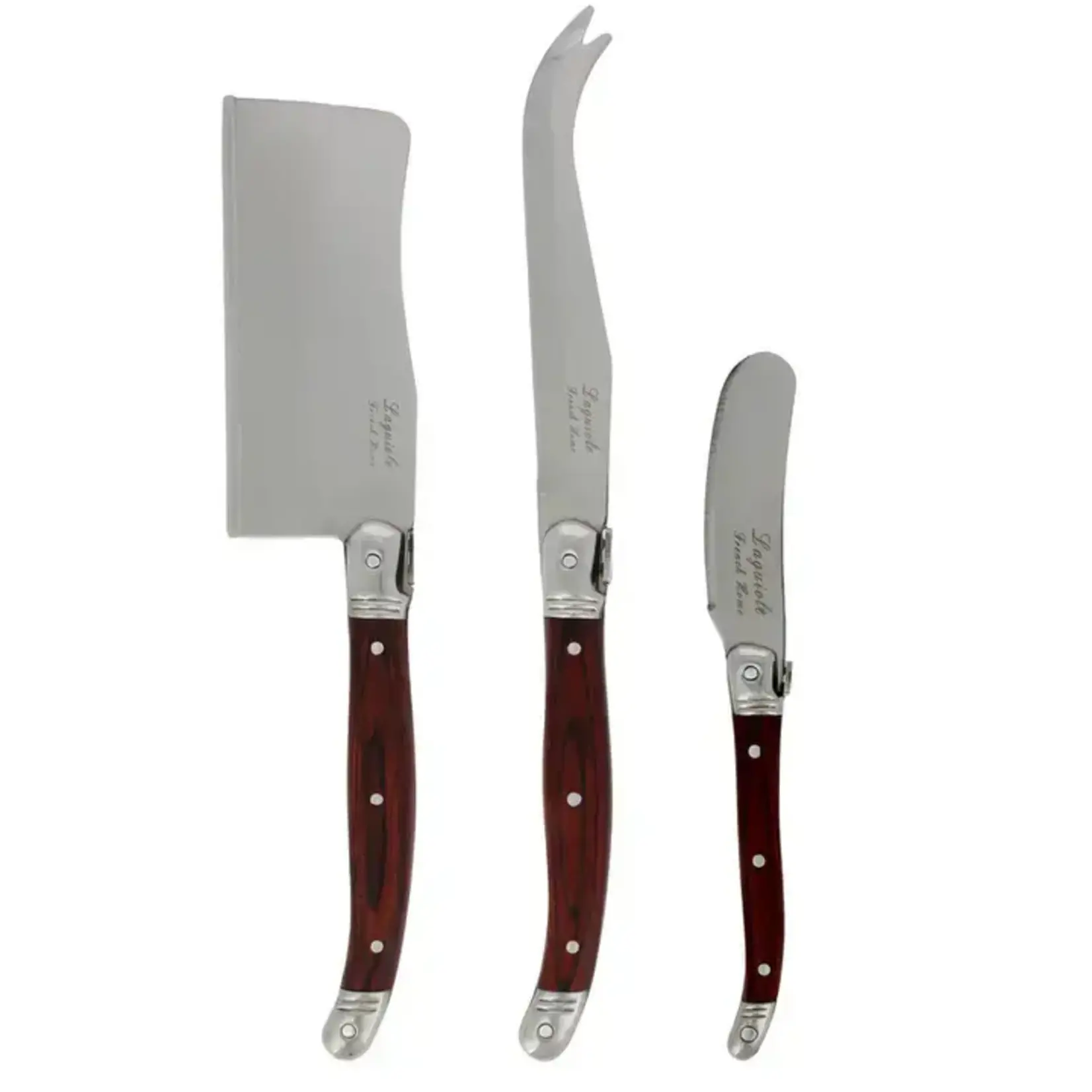 French Home Laguiole Cheese Knife Set, 3 Piece, Pakkawood