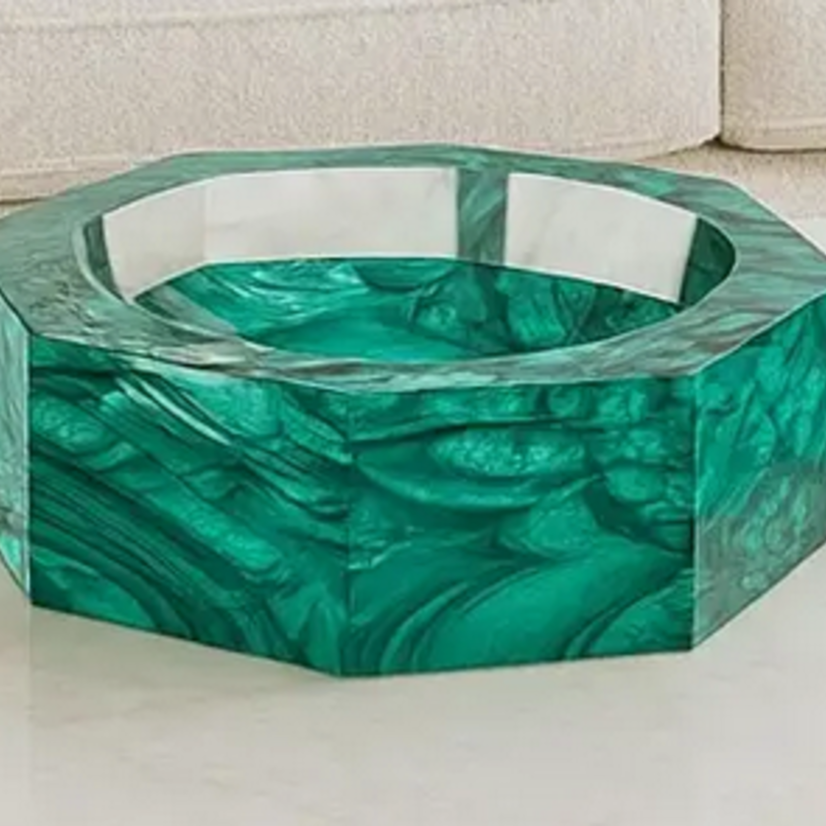 Maven Home Octagon Acrylic Bowl, Malachite
