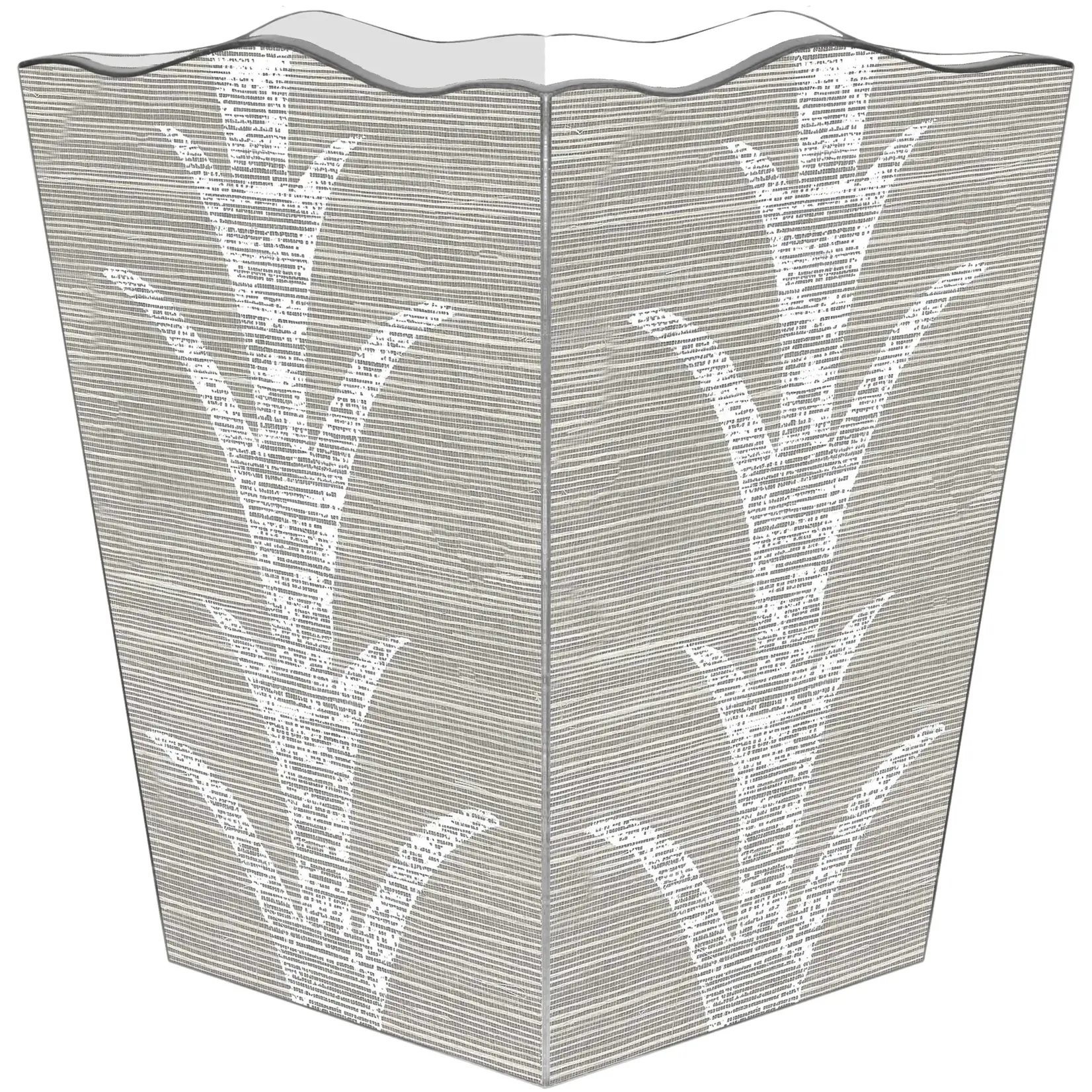 Marye-Kelley Grey plant wastepaper basket // scalloped top