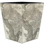 Marye-Kelley Antique New Orleans Map Wastepaper Basket