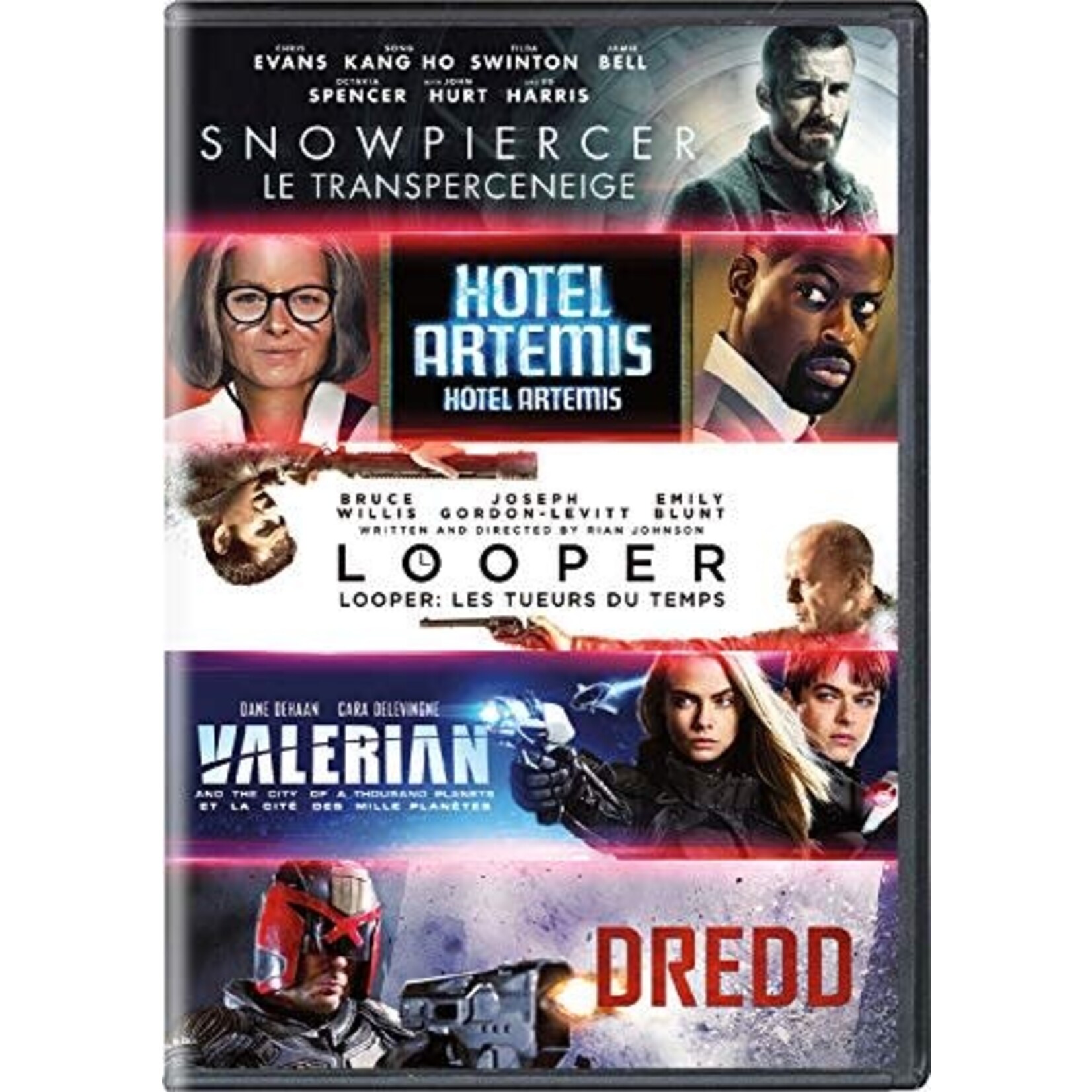 Snowpiercer/Hotel Artemis/Looper/Valerian/Dredd - Sci-Fi 5 Film Collection [USED 5DVD]