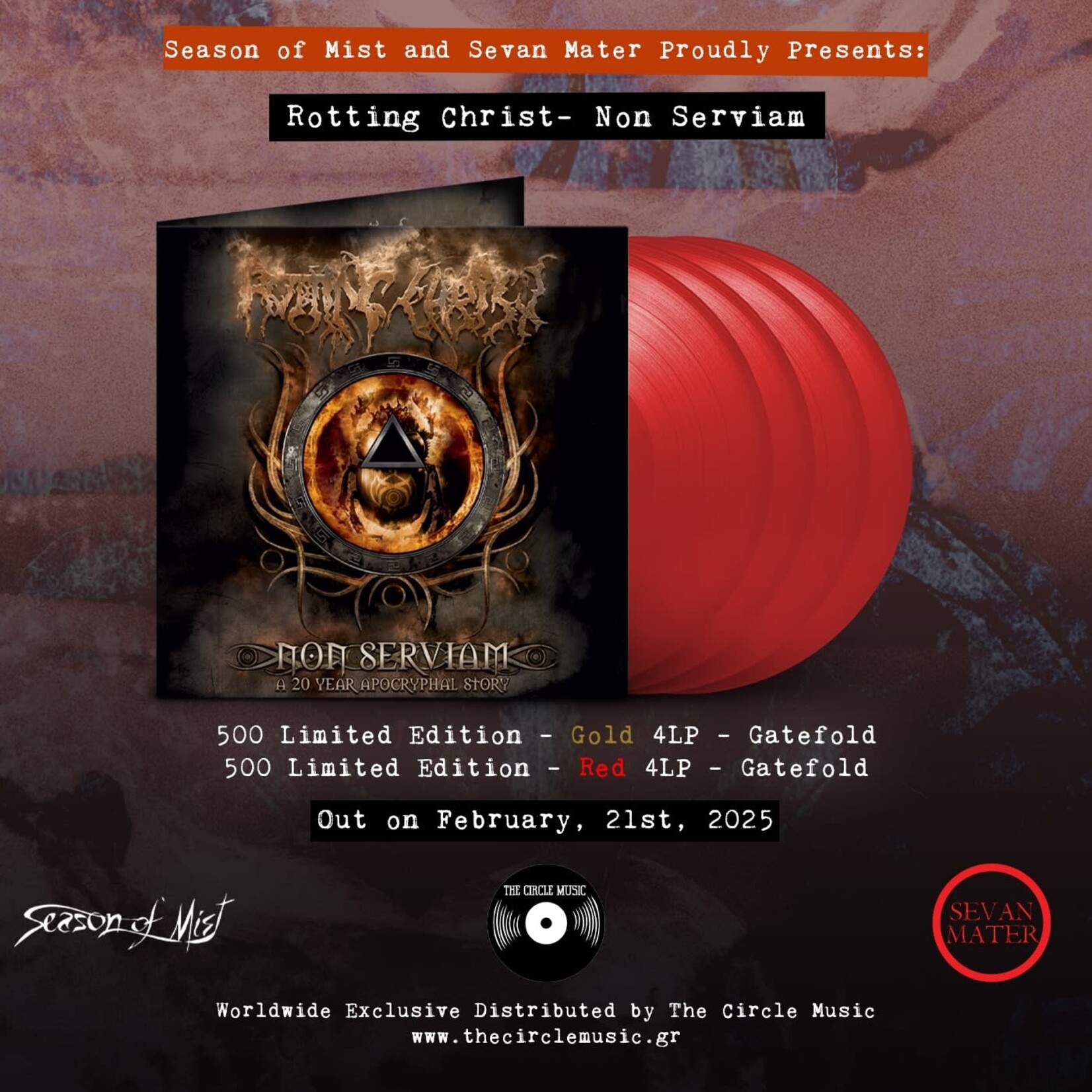 Rotting Christ - Non Serviam: A 20 Year Apocryphal Story (Red Vinyl) [4LP]
