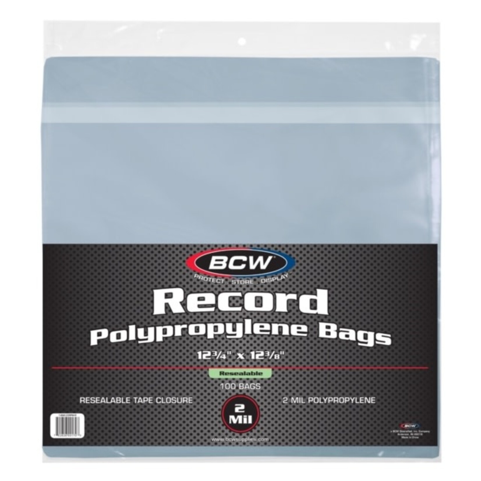 12" Resealable Polypropylene Record Bags - 100 Pack