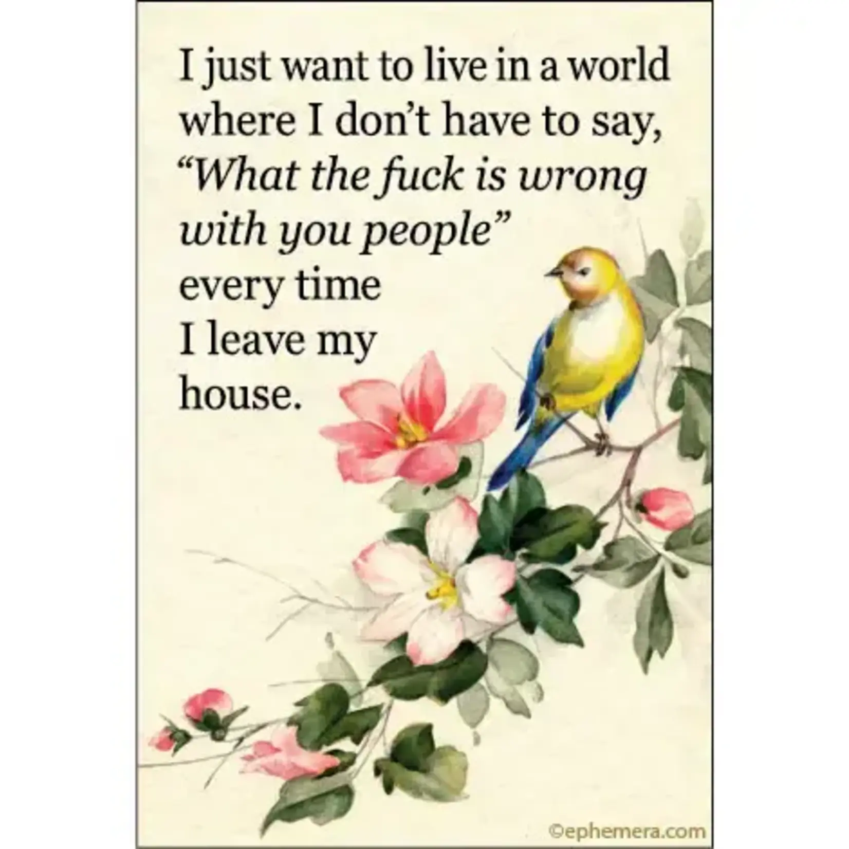 Magnet - I Just Want To Live in A World Where I Don't Have To Say, "What The Fuck Is Wrong With You People" Every Time I Leave The House.