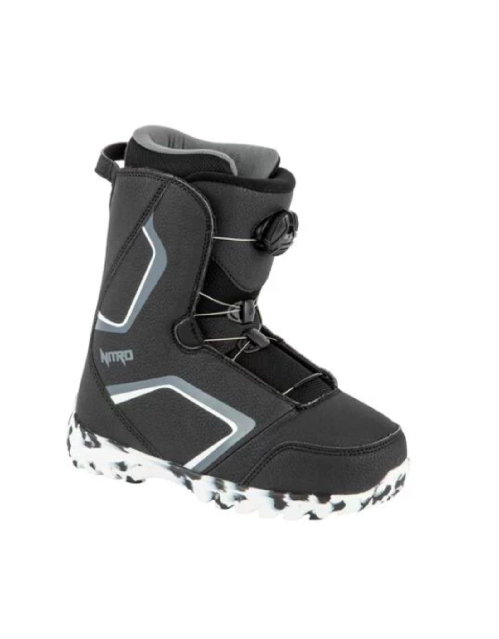 Nitro Kid's Droid Boa Snowboard Boots Black/White/Charcoal 2024
