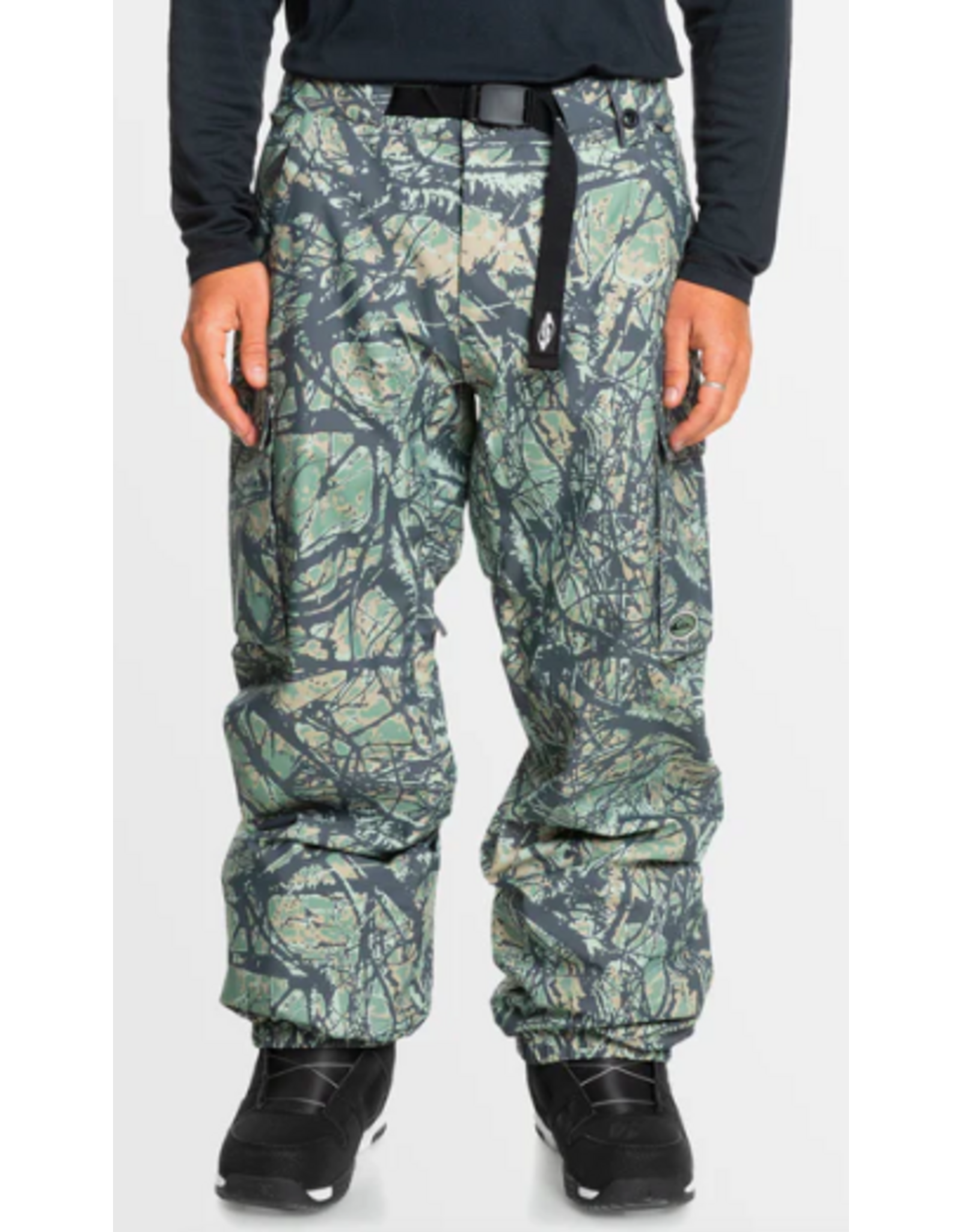 Quiksilver Men's Snow Down Cargo Pants Woodland Abstract Sea Spray