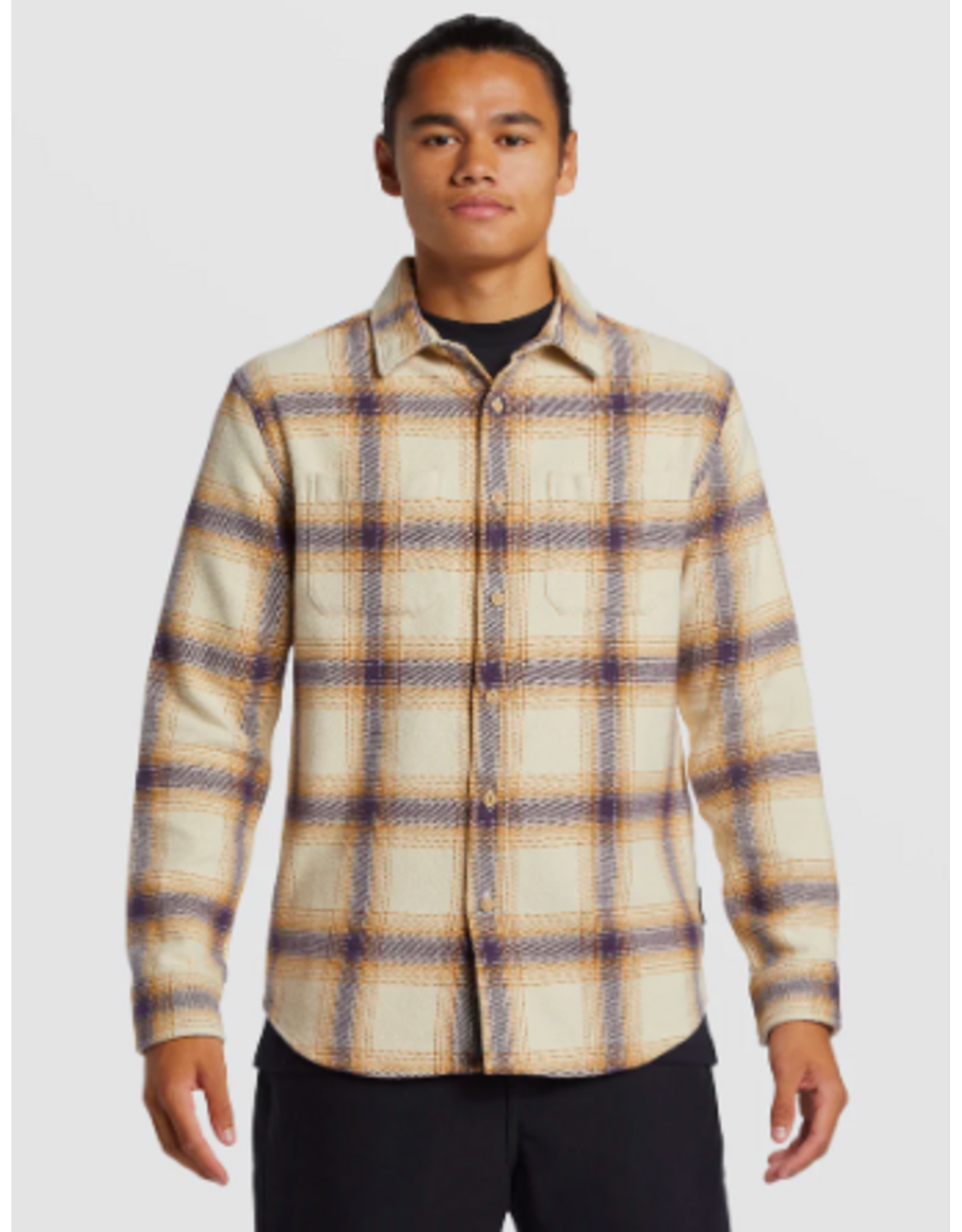Quicksilver Men's DNA Flannel Long Sleeve Shirt Fog Wanderer Class
