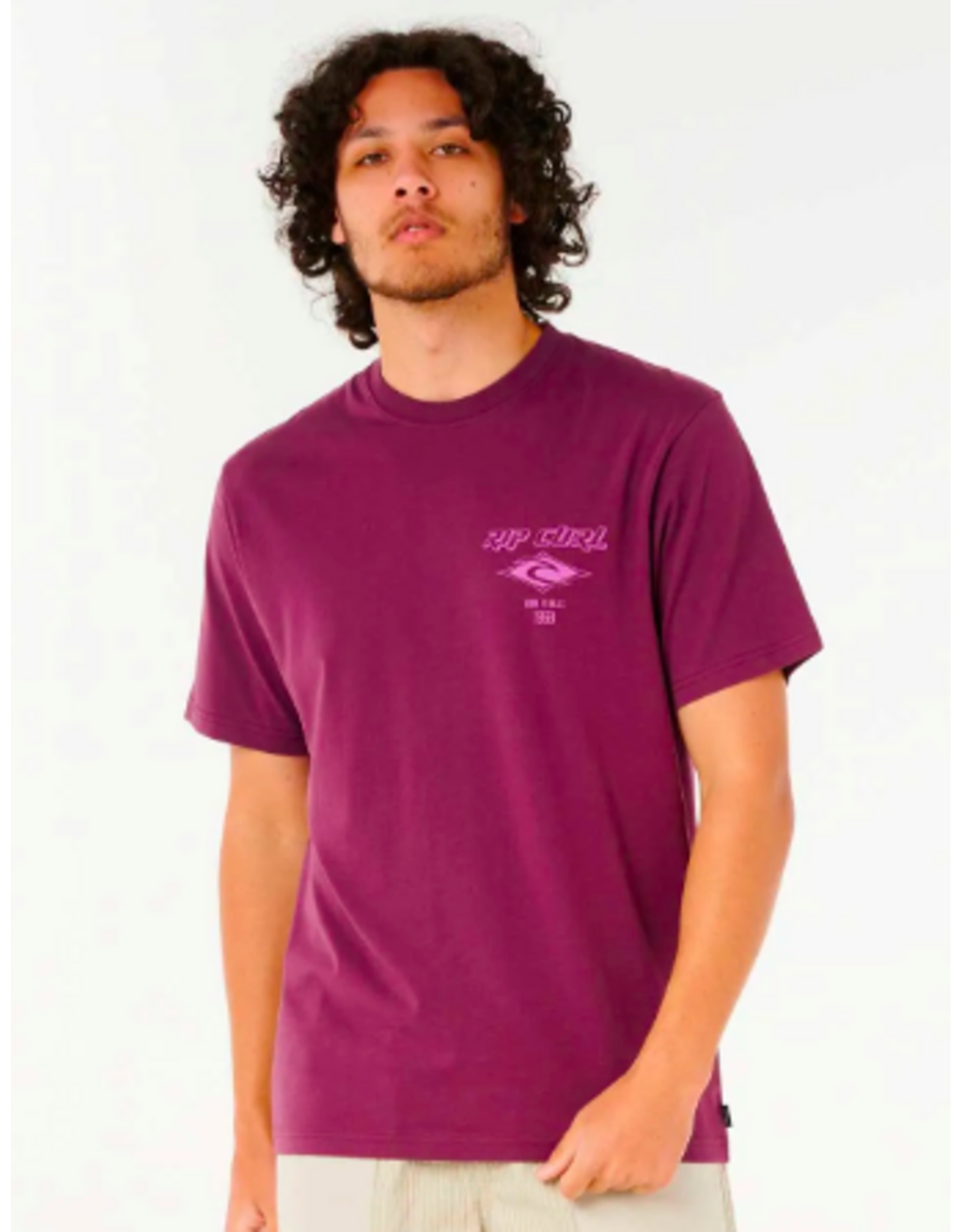 Rip Curl Men's Fade Out Icon Tee Deep Plum