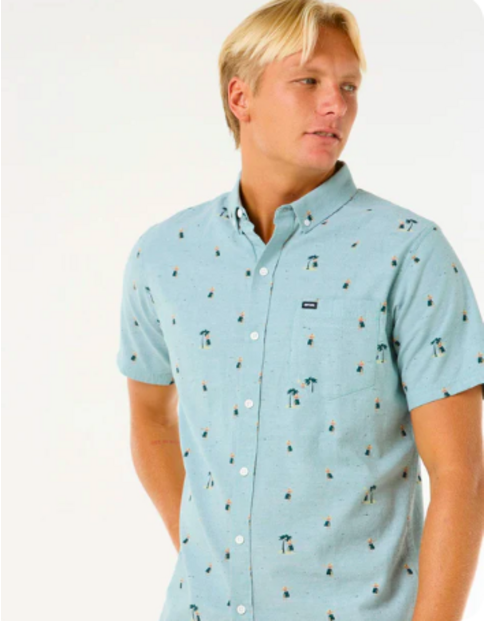 Rip Curl Men's Hula Breach Short Sleeve Shirt Blue Laggon