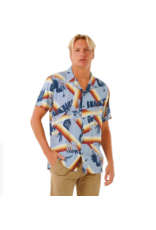 Rip Curl Men's Surf Revival Hoffman Short Sleeve Shirt Spray Blue