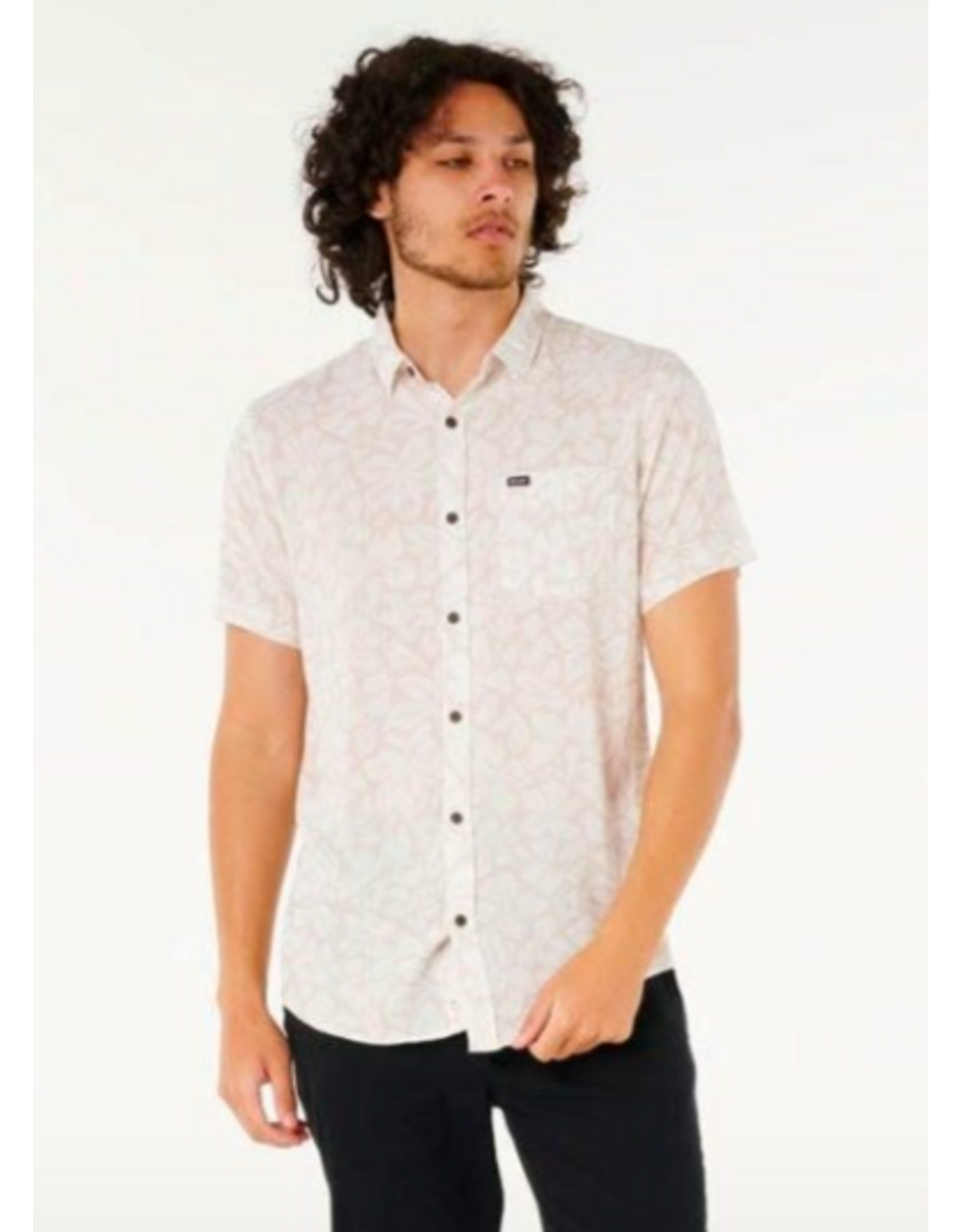 Rip Curl Men's Fun Times Floral Short Sleeve Shirt Bone