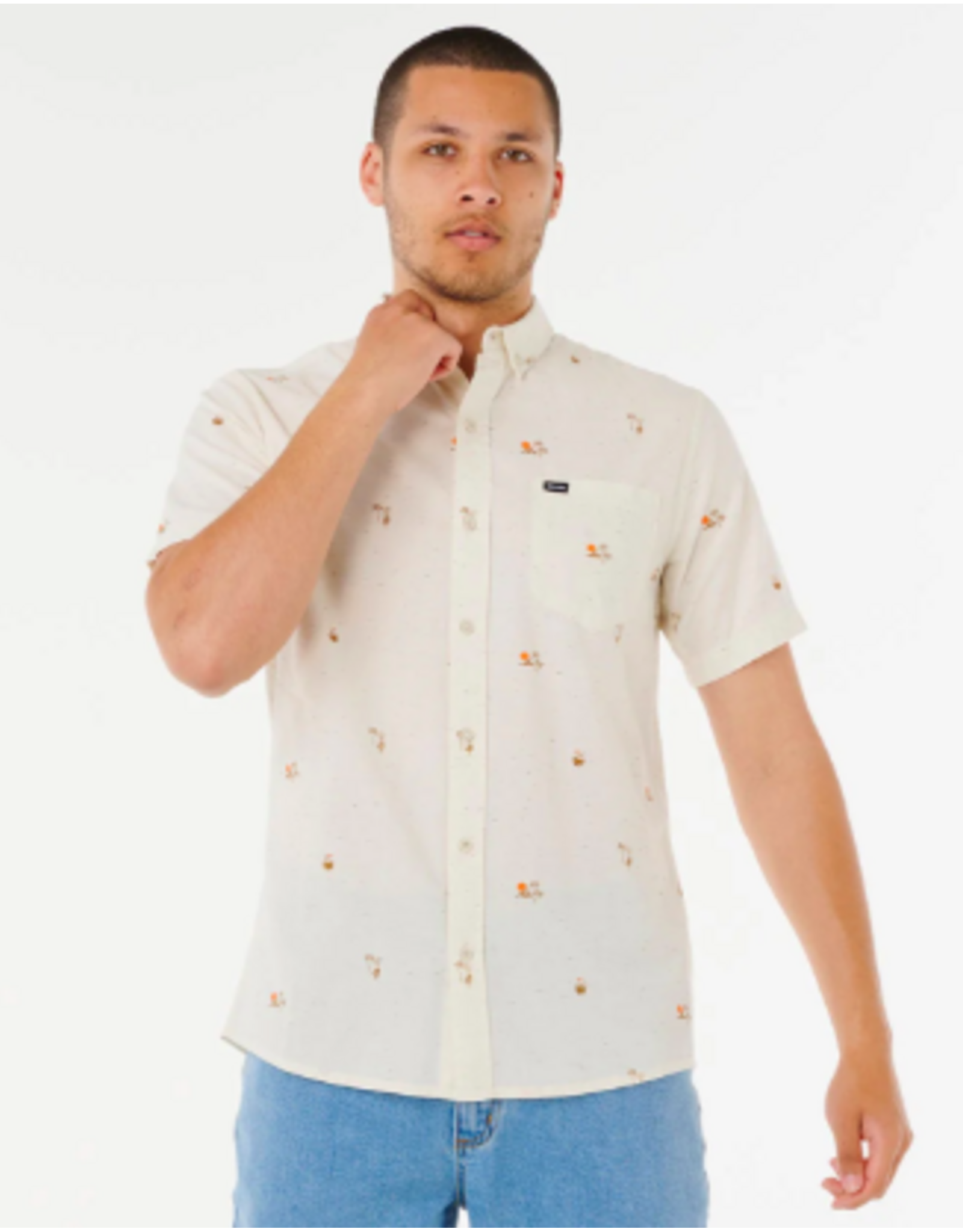 Rip Curl Men's Skelly Breach Short Sleeve Shirt Off White