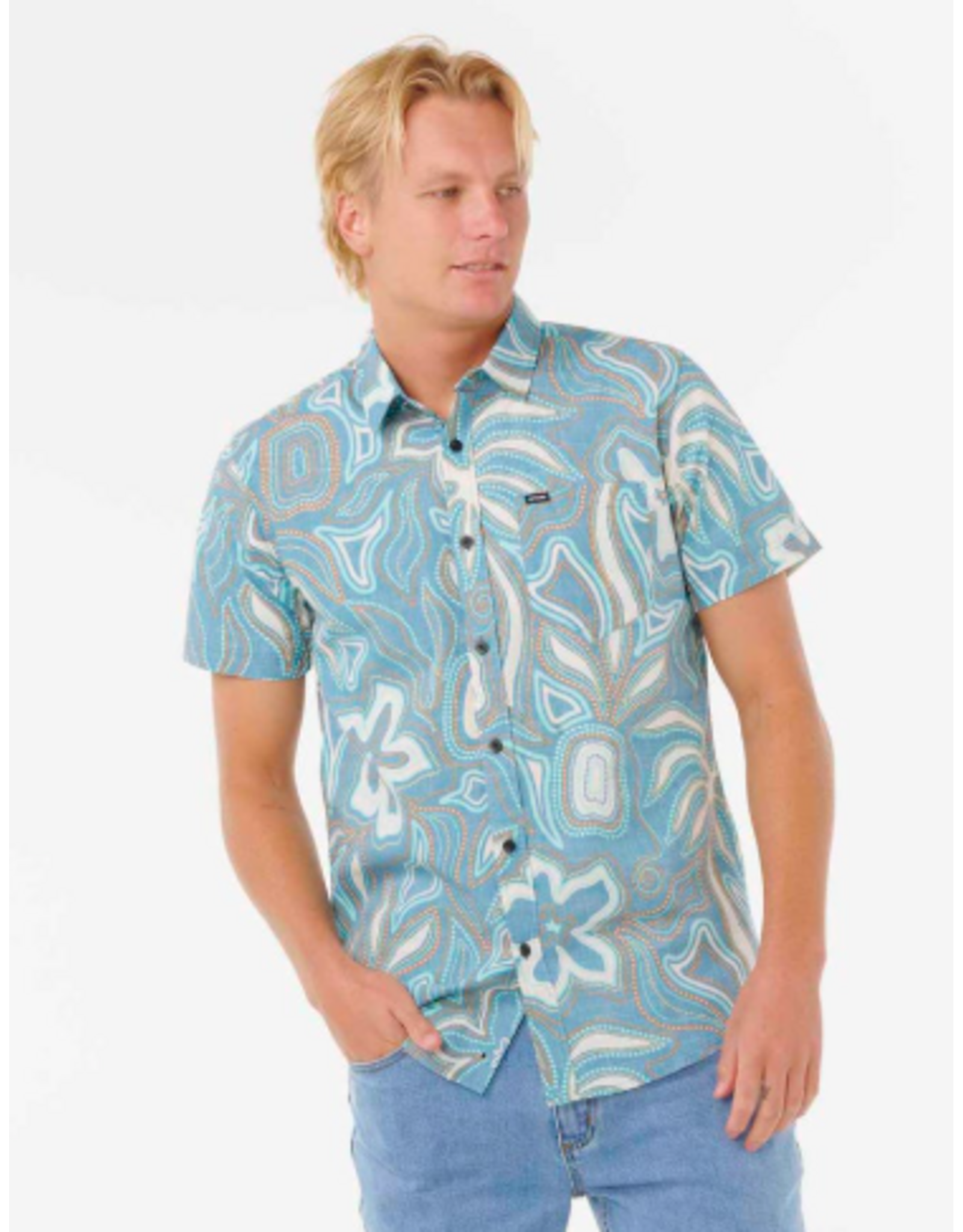 Rip Curl Men's Barrel Killa Short Sleev Shirt Deep Ocean