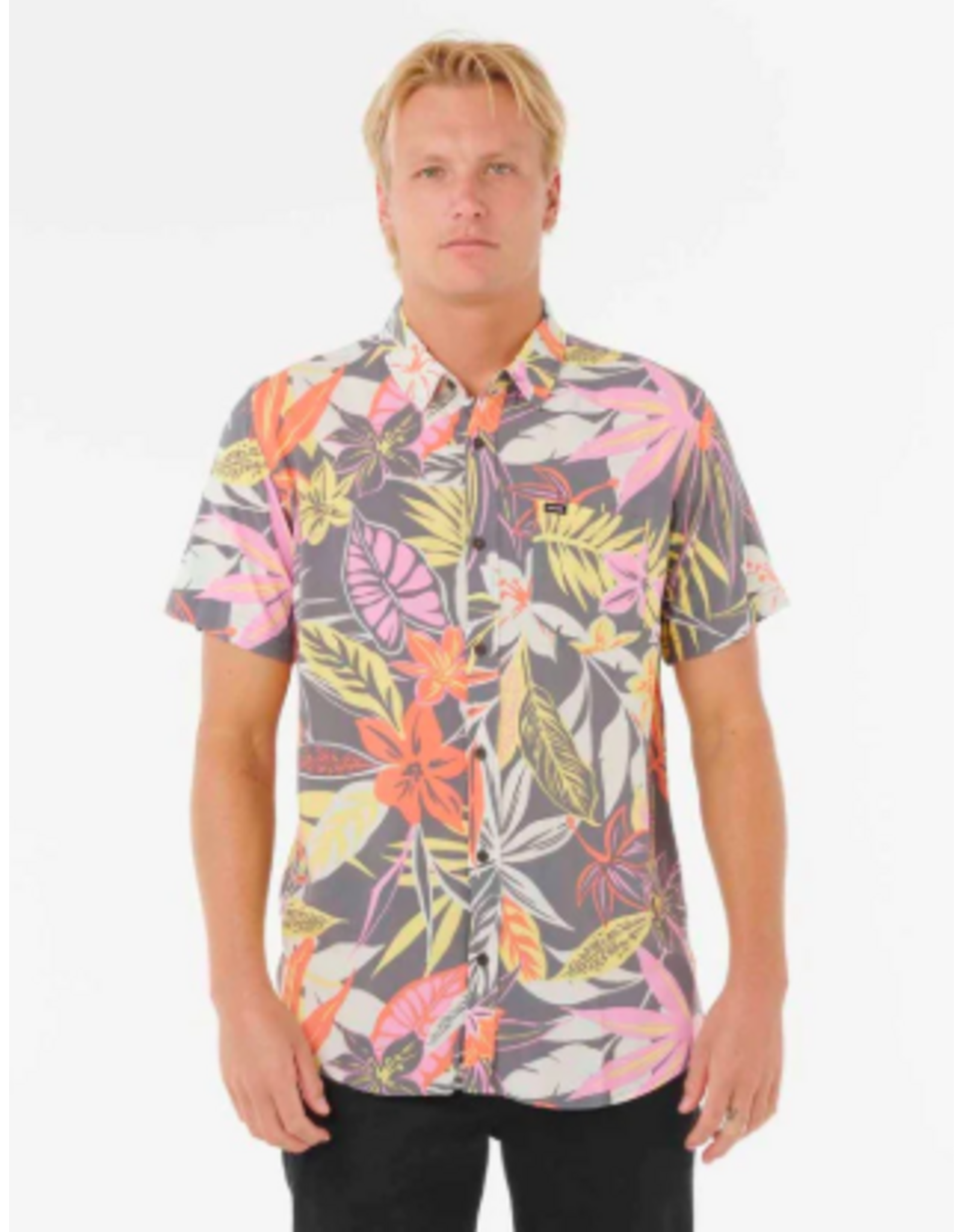 Rip Curl Men's Rio Short Sleeve Shirt Dark Grey