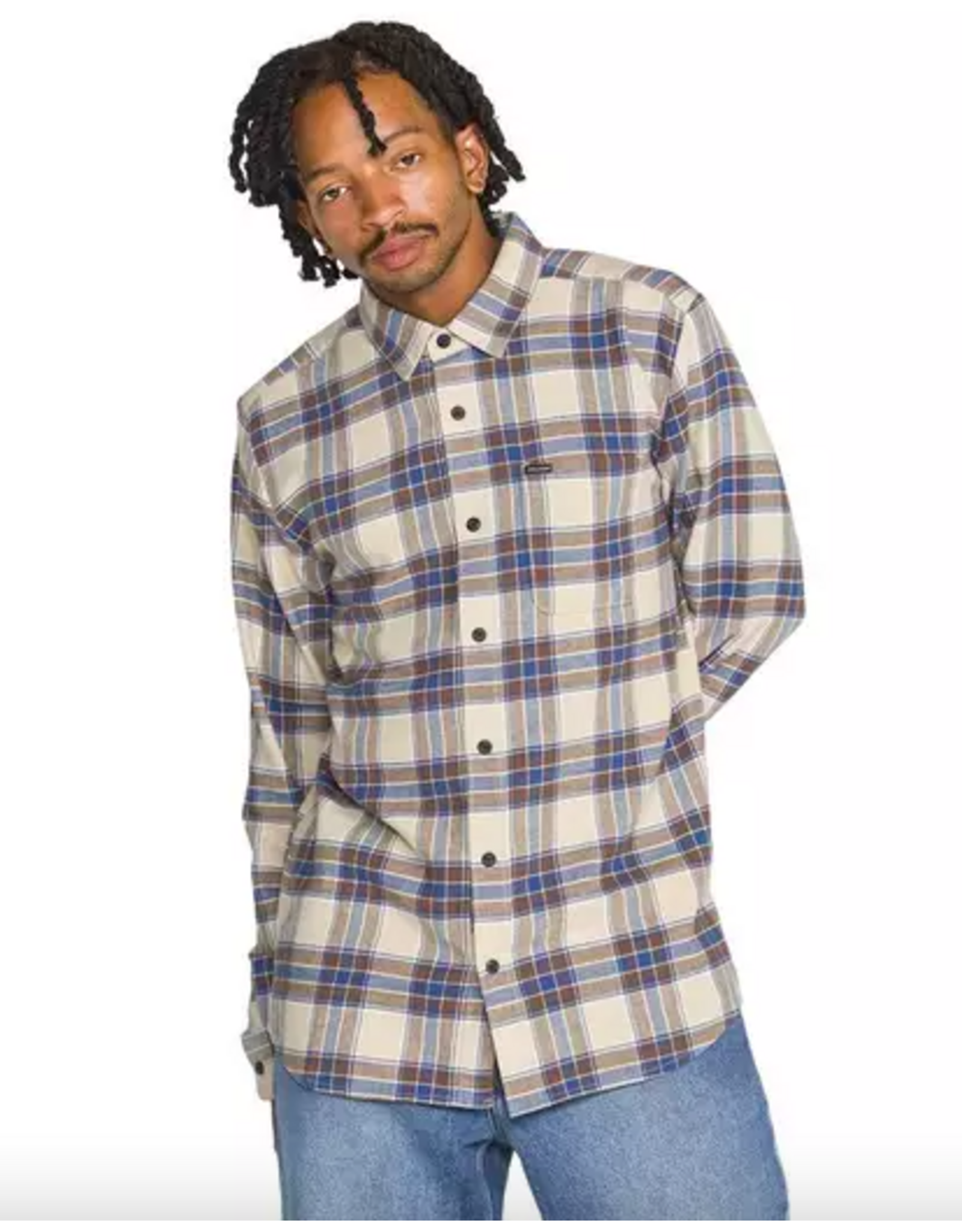 Volcom Men's Caden Plaid Long Sleeve Light Khaki