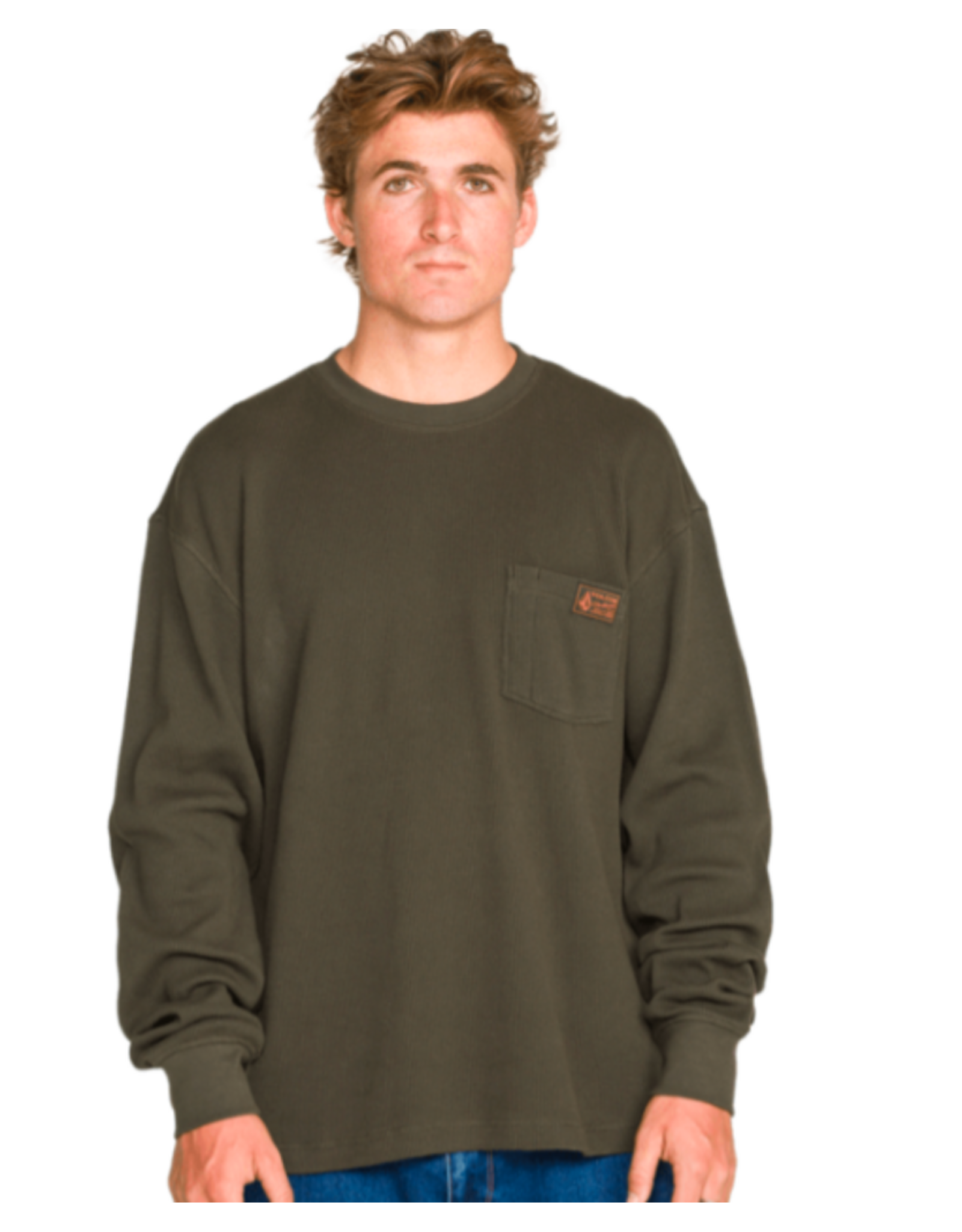 Volcom Men's Overtime Workwear Long Sleeve Rinsed Black