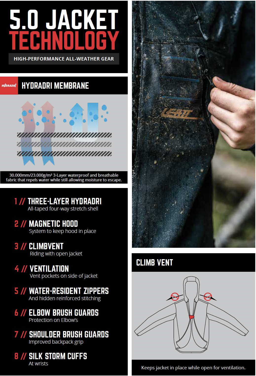 LEATt Mountaint Bike Jacket Tech info and SPecs