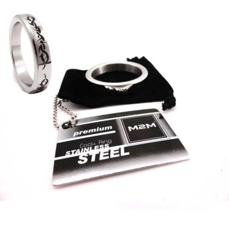 M2M M2M Stainless Steel Cockring  with Barbed Wire Design