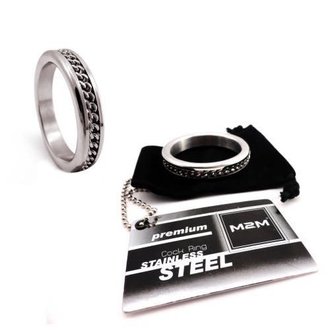 M2M M2M Cockring Chrome Chain Inlay