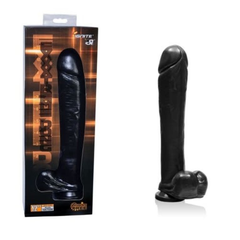 Ignite Ignite 12in Exxtreme Dong with Suction Cup Black