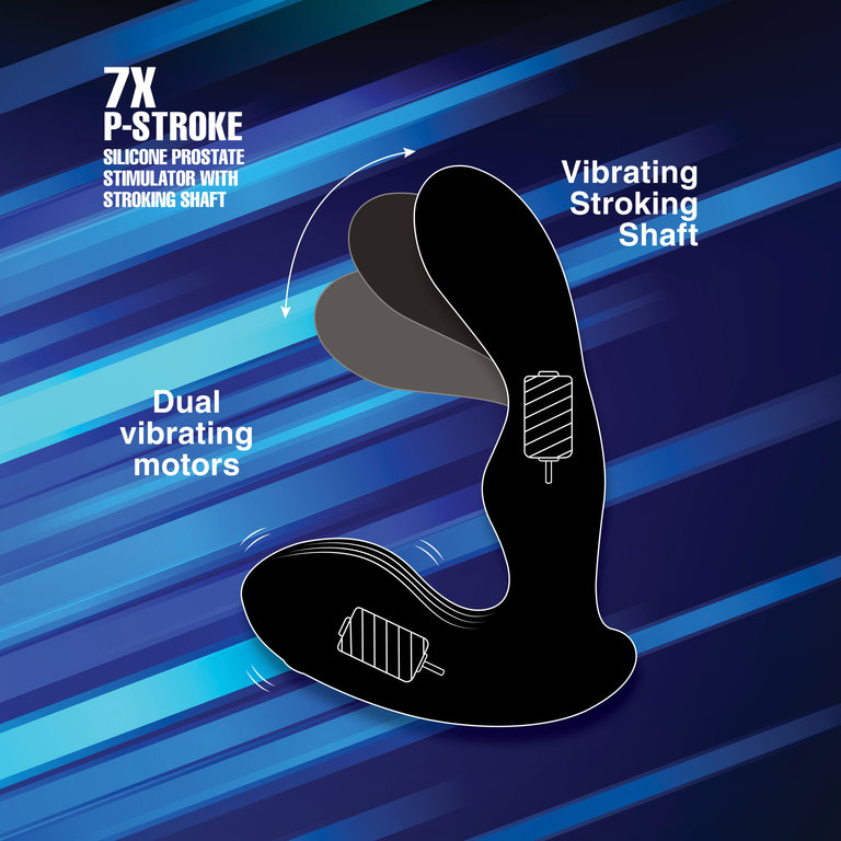 Alpha-Pro Alpha-Pro7 X P-STROKE Silicone P-Spot Stimulator with Stroking Shaft