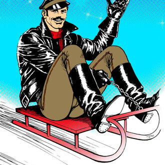 Peachy Kings Tom of Finland "Sleigh Ride" Holiday Card