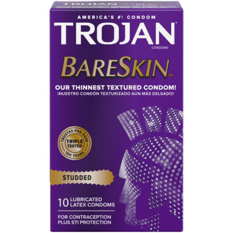 Trojan Trojan Studded Bareskin Lubricated Condoms - 10 Count