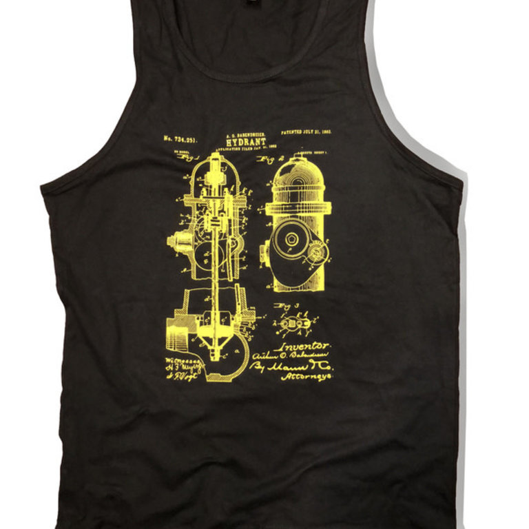 Burly Shirts Burly Shirts Fire Hydrant Patent Art Tank - Black/Yellow