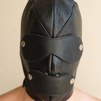 Stockroom Stockroom Premium Leather Hood w/ Blindfold and Gag