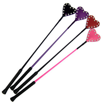 Kookie Kookie - Leather Heart Riding Crop Studded