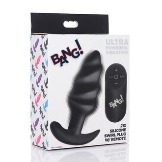 Bang! Bang 21x Vibrating Silicone Swirl Butt Plug Black