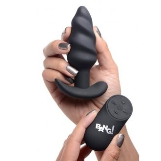 Bang! Bang 21x Vibrating Silicone Swirl Butt Plug Black