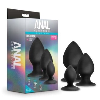 Anal Adventures Anal Adventures Platinum Silicone Anal Stout Plug Kit Black
