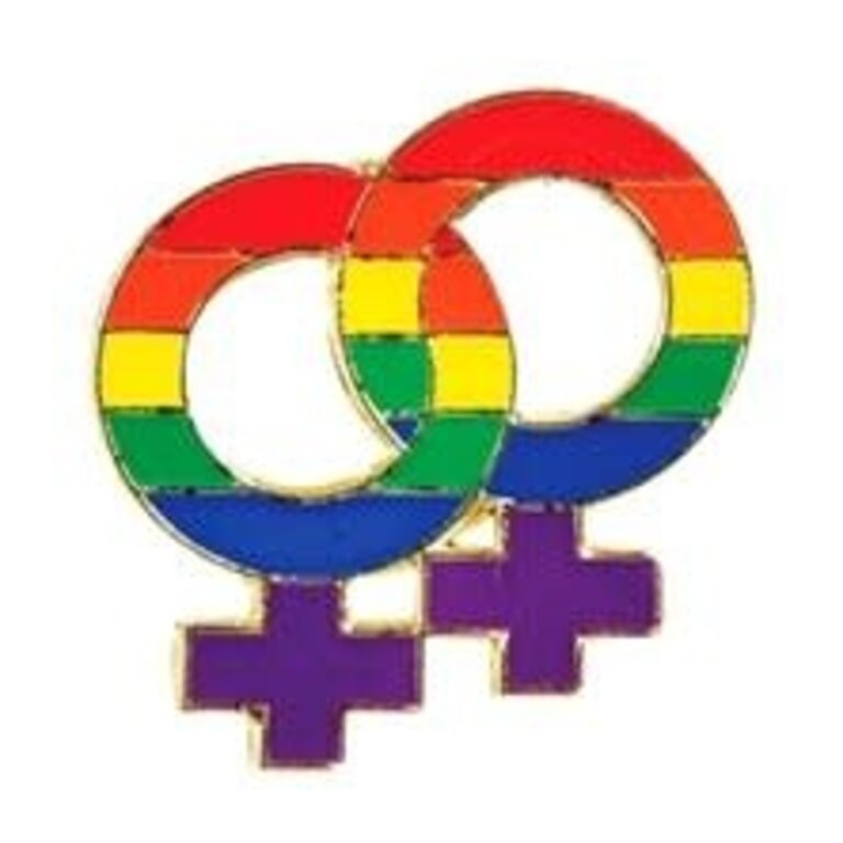 Pride not Prejudice Pride Pin Double Female Rainbow