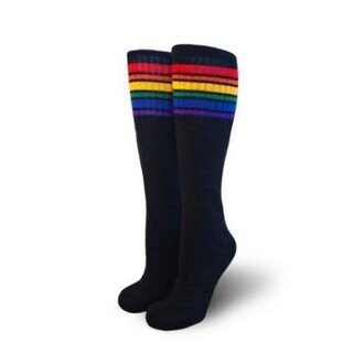 Pride not Prejudice Pride Socks Tube Style 1 BLACK 14"- Pair