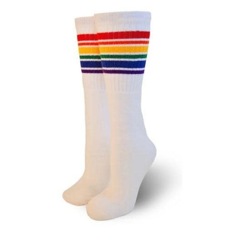 Pride not Prejudice Pride Socks Tube Style 1 WHITE 22" - Pair