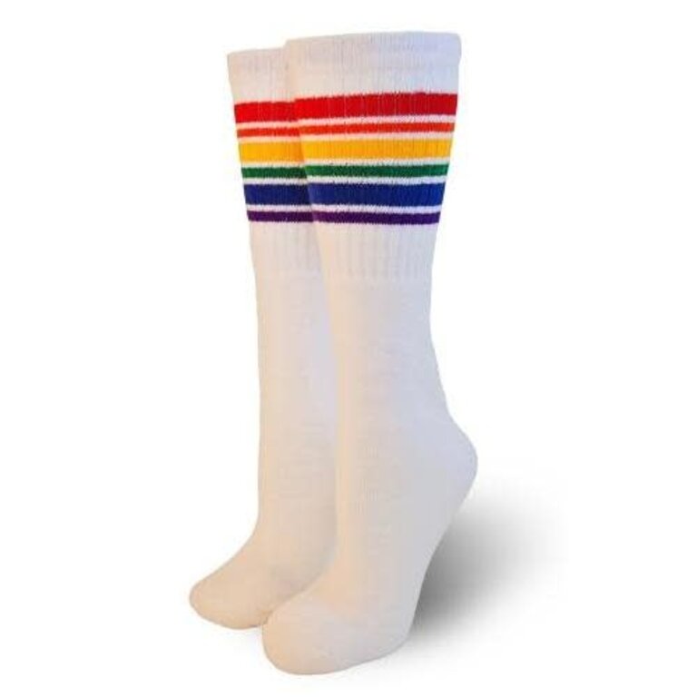 Pride not Prejudice Pride Socks Tube Style 1 White 35" - Pair