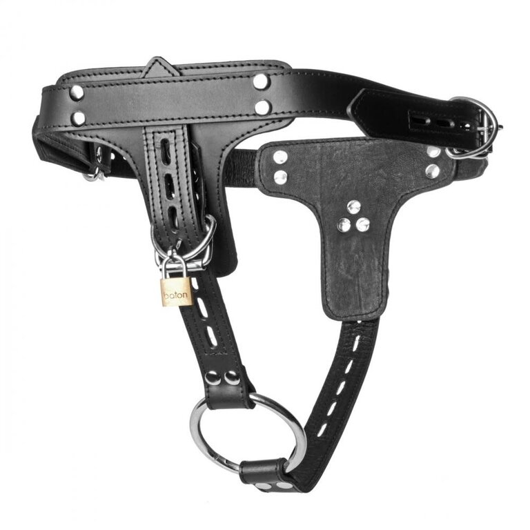 Strict Leather Strict Leather Premium Locking Leather Cock Ring and Anal Plug Harness