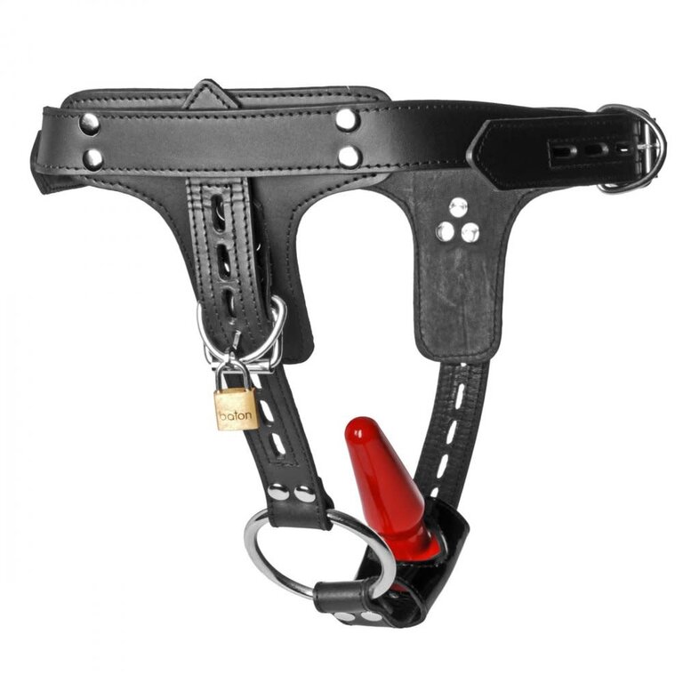 Strict Leather Strict Leather Premium Locking Leather Cock Ring and Anal Plug Harness