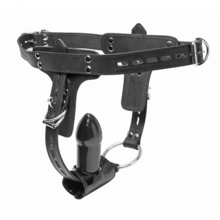 Strict Leather Strict Leather Premium Locking Leather Cock Ring and Anal Plug Harness