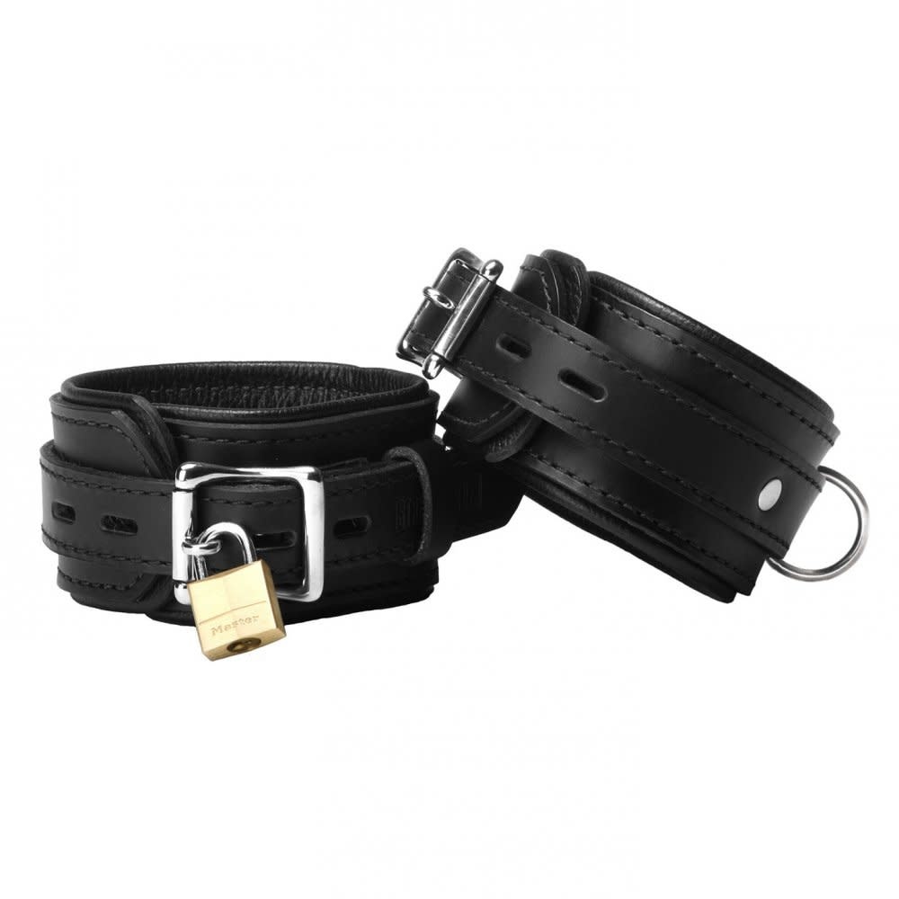 Black Leather Wrist Strap - Lock My Goods