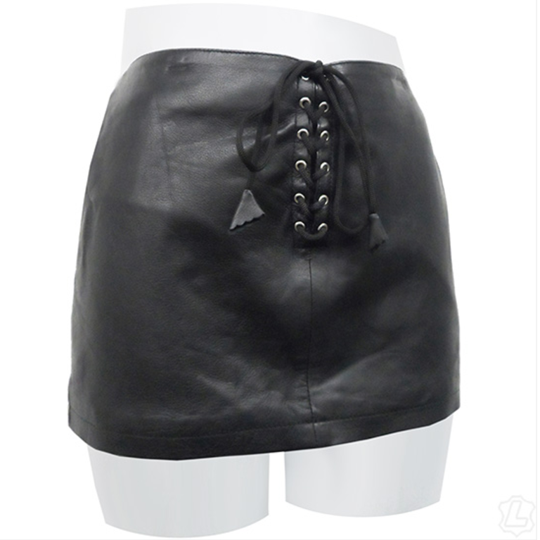 Kookie Kookie - Lace-up Front Leather Mini Skirt